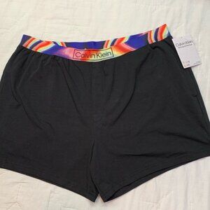 Calvin Klein "This is Love" Pride Sleep Shorts NWT Black Rainbow Waistband XL